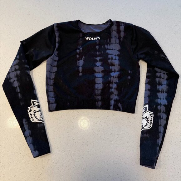 Darc Sport Wolves Serpent Crop Top Black Blue Long Sleeve Size Small 225 of 100 - Picture 1 of 2